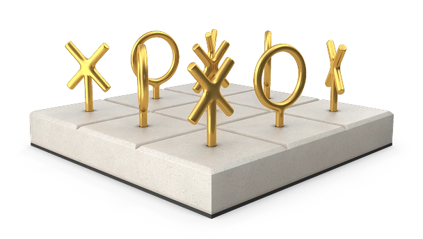 Op de afbeelding zijn gouden symbolen te zien in de vorm van runentekens, geplaatst op een wit vierkant platform met een glad oppervlak. De symbolen zijn in verschillende richtingen geplaatst en hebben vloeiende en driedimensionale vormen die opvallen door hun heldere gouden kleur.